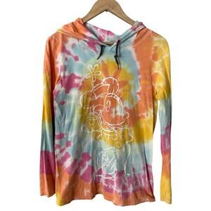 Disney Parks Tie Dye Retro Minnie Mouse Hooded Long Sleeve T-shirt Womens Small
